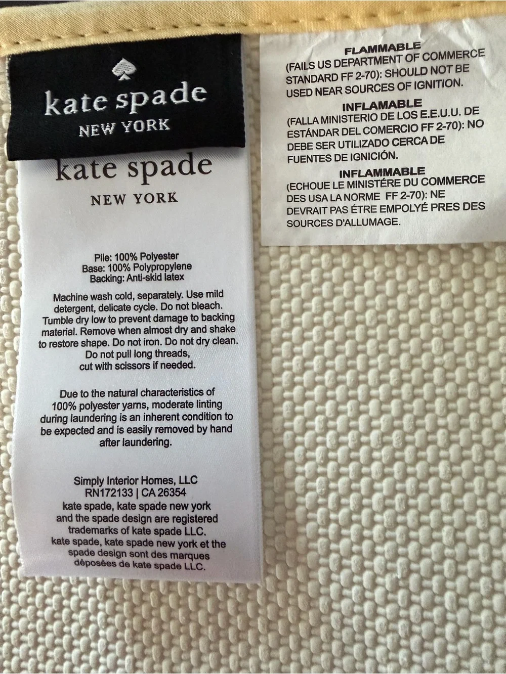 kate spade Yellow and White Polka Dot Bath Mat